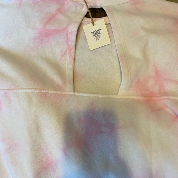 World Market Pink and White Tie Dye Sweatshirt With Cutout Back New With Tag - Picture 9 of 15